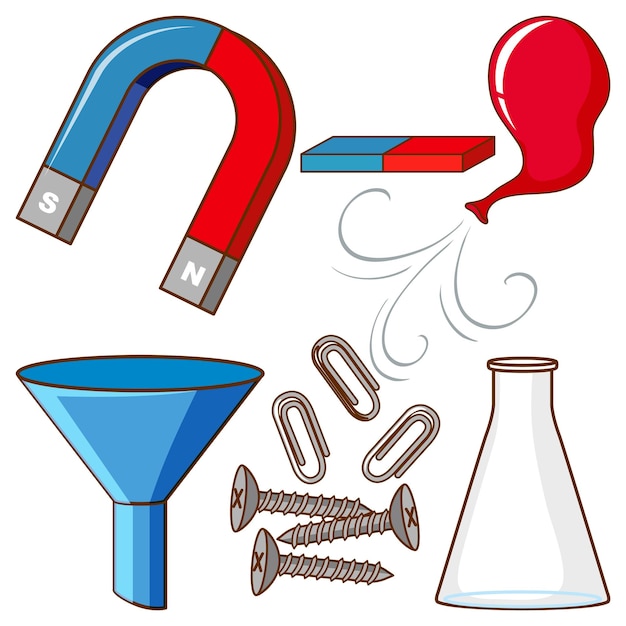 Бесплатное векторное изображение Набор лабораторных инструментов простой мультфильм