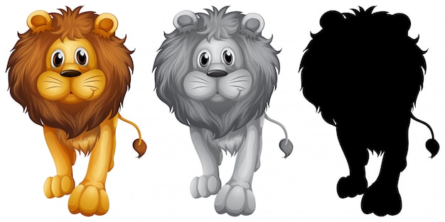 Бесплатное векторное изображение Набор символов льва