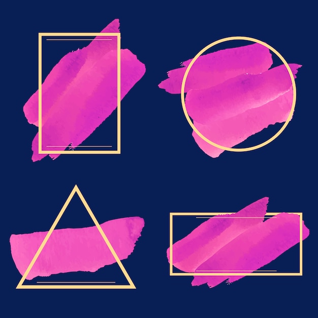 Бесплатное векторное изображение Набор пурпурного акварельного дизайна баннера