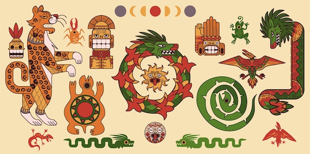 마야 또는 아즈텍 패턴 세트