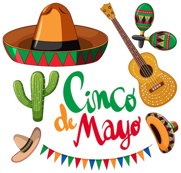Бесплатное векторное изображение Набор элементов мексиканского праздника