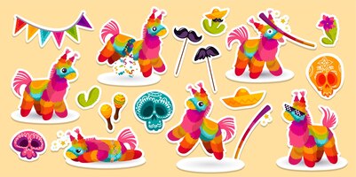 set of mexican festivity stickers