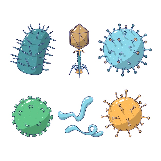 微生物生物手描きのセット