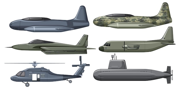 無料ベクター 軍用機のセット