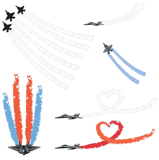 Бесплатное векторное изображение Набор военных авиашоу