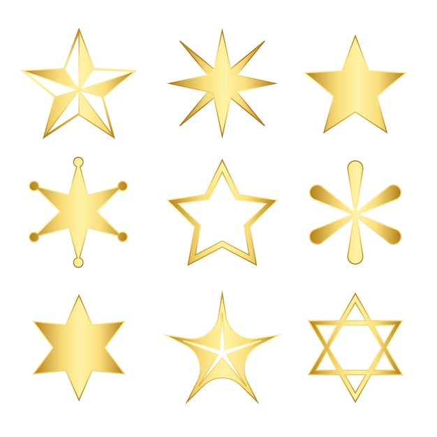 Бесплатное векторное изображение Набор векторных изображений смешанных звезд