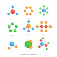 無料ベクター 分子構造のセット