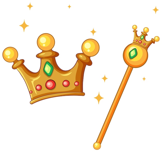 Бесплатное векторное изображение Комплект монархической короны и скипетра