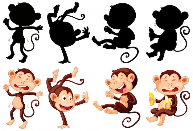 원숭이 만화 캐릭터의 설정 및 실루엣