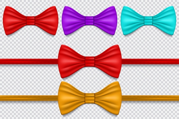 Бесплатное векторное изображение Набор разноцветных галстуков-бабочек
