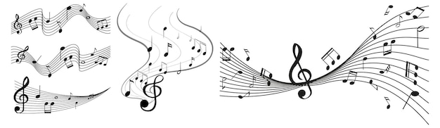 Бесплатное векторное изображение Набор музыкальных нот