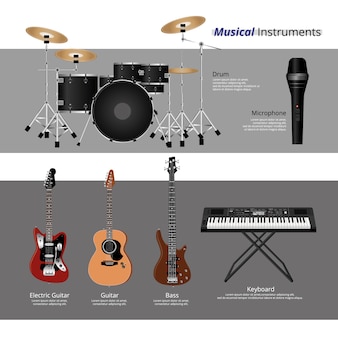 Набор музыкальных инструментов vecctor illustration