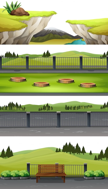 Бесплатное векторное изображение Набор сцена национального парка