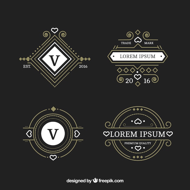 Бесплатное векторное изображение Набор декоративных логотипов в стиле винтаж