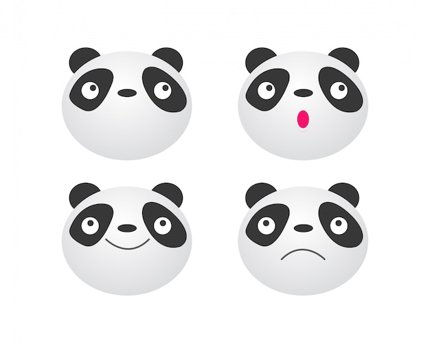 パンダの顔のセット かわいい動物パンダクマアイコンイラスト分離 プレミアムベクター パンダの顔のセット かわいい動物パンダクマアイコンイラスト分離 プレミアムベクター