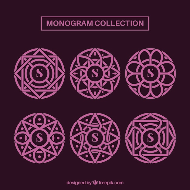 Бесплатное векторное изображение Набор розовых монограмм