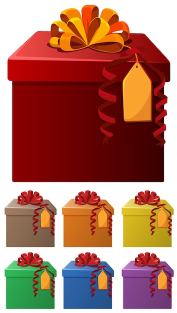 Бесплатное векторное изображение Набор подарочных коробок в другом цвете