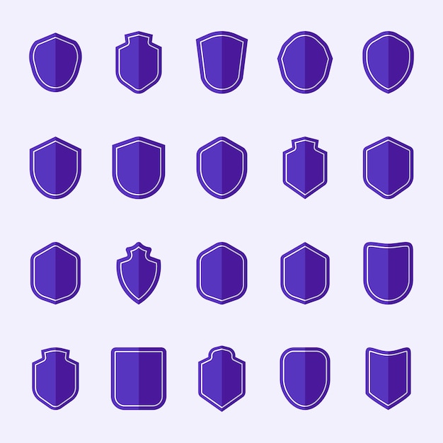 無料ベクター 紫色のシールドアイコンベクトルのセット