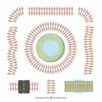 Бесплатное векторное изображение Набор железнодорожных путей