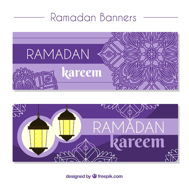 Бесплатное векторное изображение Набор рамаданских баннеров с мандалами