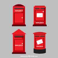 Бесплатное векторное изображение Набор красных почтовых ящиков