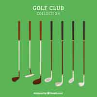 Бесплатное векторное изображение Набор ретро-гольф-клубов