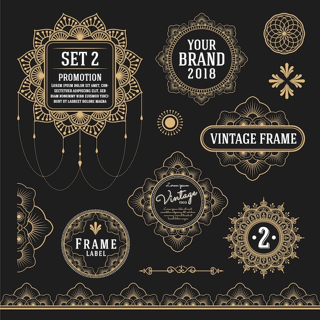 Free Set Of Retro Vintage Graphic Design Elements For Frame Labels Logo Symbols And Ornamental Svg Dxf Eps Png Ai Cut File Photos Graphics Fonts Themes Templates