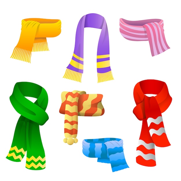Комплект шарфов для мальчиков и девочек в холодную погоду Premium векторы