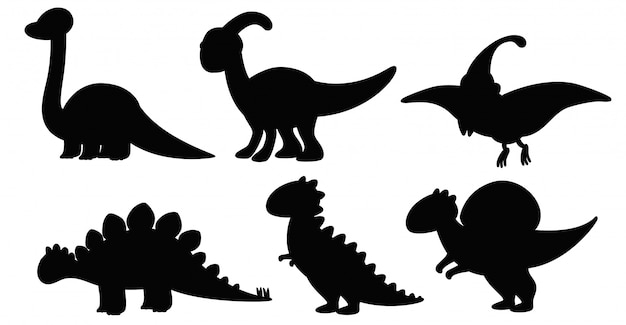 Бесплатное векторное изображение Набор силуэтов динозавров