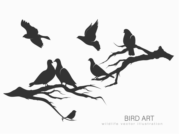 鳥シルエットイラスト プレミアムベクター