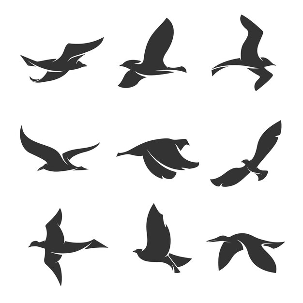 鳥シルエットイラスト プレミアムベクター