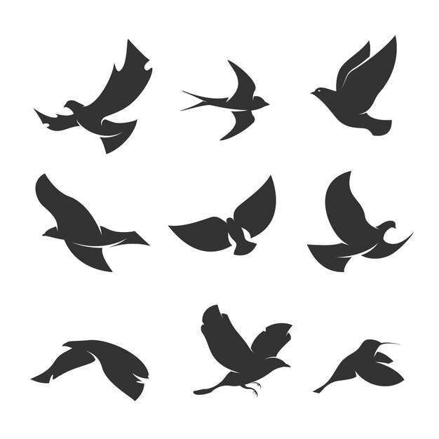 鳥シルエットイラスト プレミアムベクター