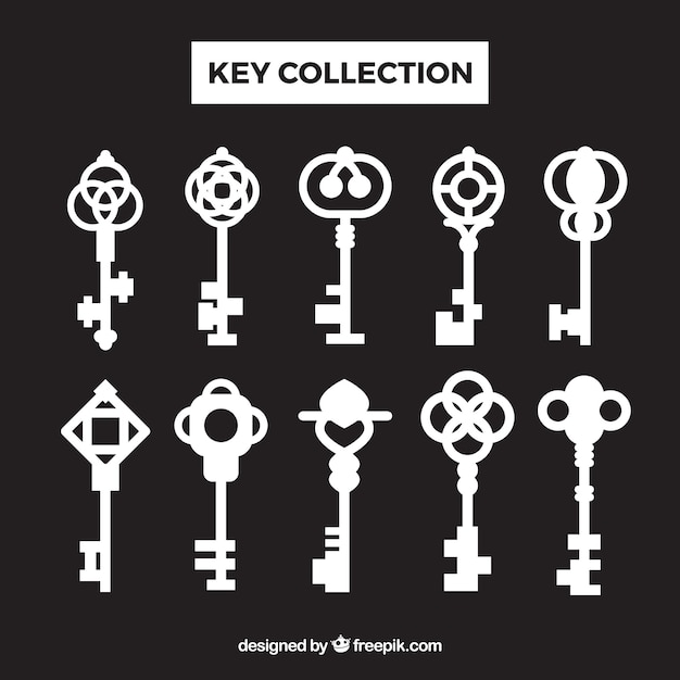 Бесплатное векторное изображение Набор серебряных ключей
