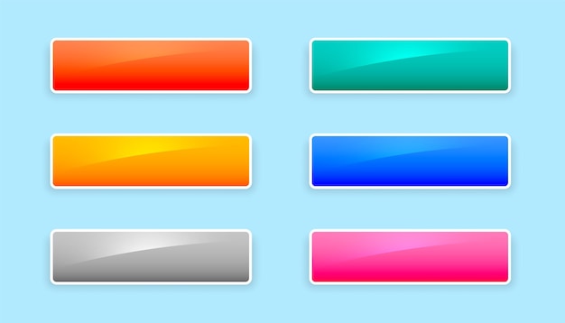 無料ベクター 6つの空のウェブアプリのボタンのセット様々な色のサイン