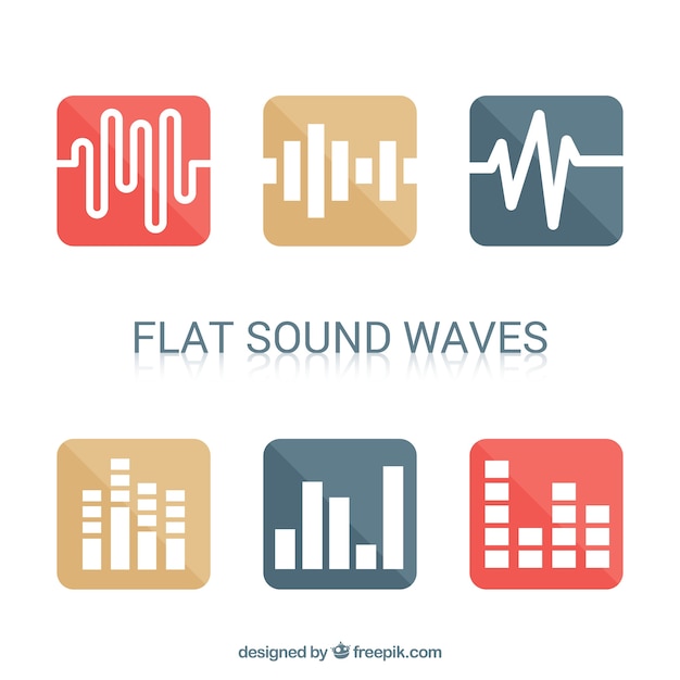 Бесплатное векторное изображение Набор из шести минималистских звуковых волн