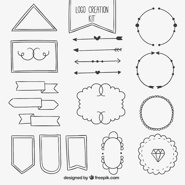 無料ベクター スケッチ装飾の要素の集合