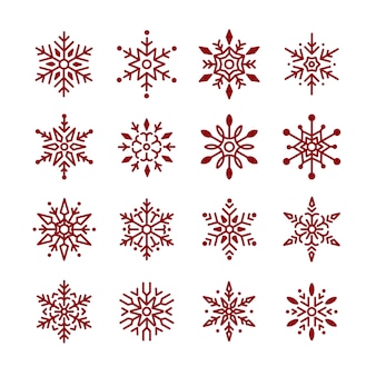 Набор снежинок рождественский дизайн вектор