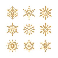 Бесплатное векторное изображение Набор снежинок рождественский дизайн вектор