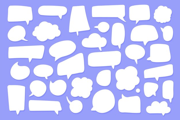 コミック吹き出しコレクションフリーハンド描画背景に分離 プレミアムベクター