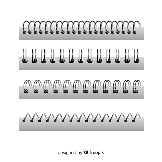 Бесплатное векторное изображение Набор спиралей для тетрадей реалистичный стиль