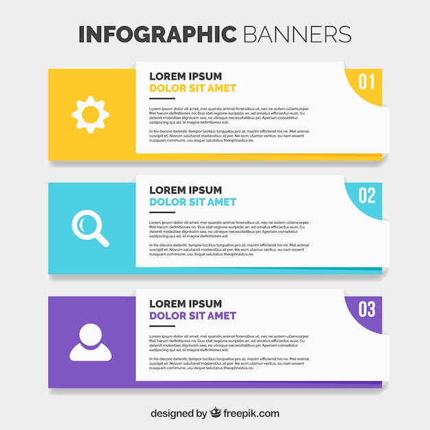 평면 디자인에 3 개의 infographic 배너 세트