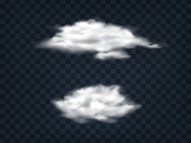 Бесплатное векторное изображение Набор полупрозрачных белых облаков.