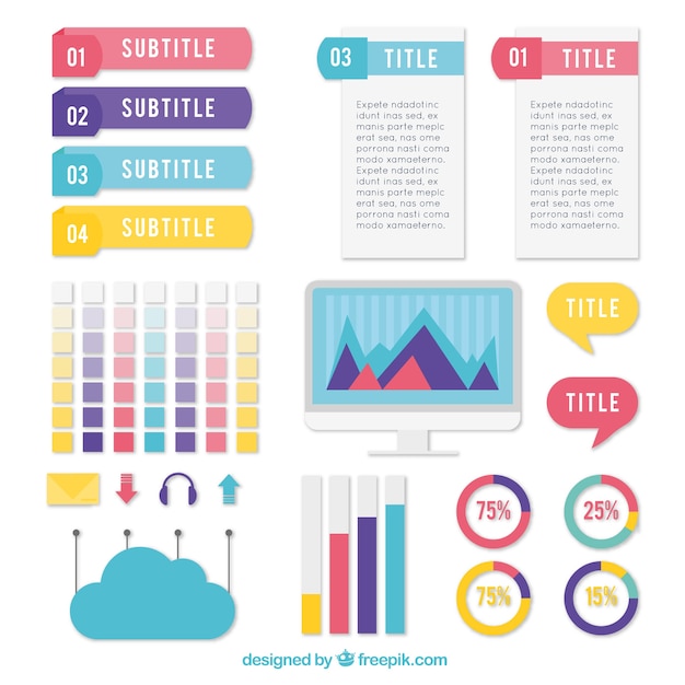 무료 벡터 유용한 infographic 요소 집합