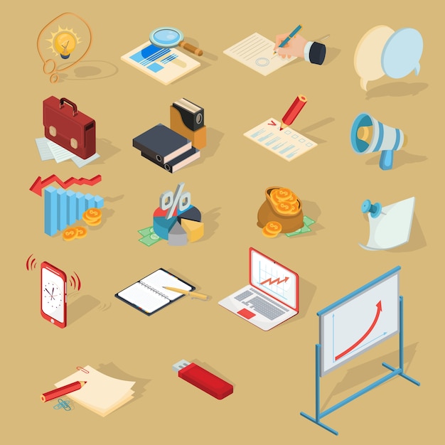 Download Free Set Of Vector Isometric Business Icons Svg Dxf Eps Png Vector Svg File Free Download