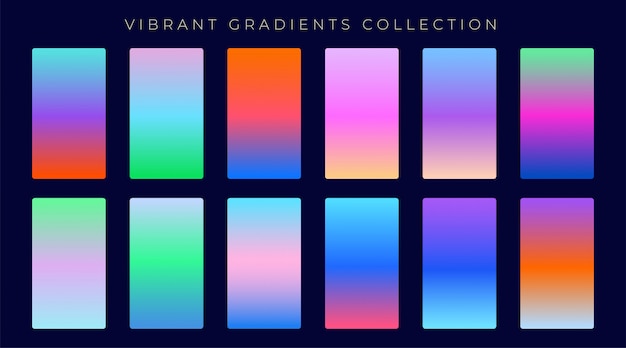 Бесплатное векторное изображение Набор ярких красочных градиентов