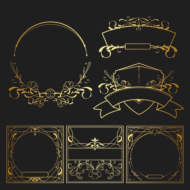 Бесплатное векторное изображение Набор старинных золотых элементов стиля модерн