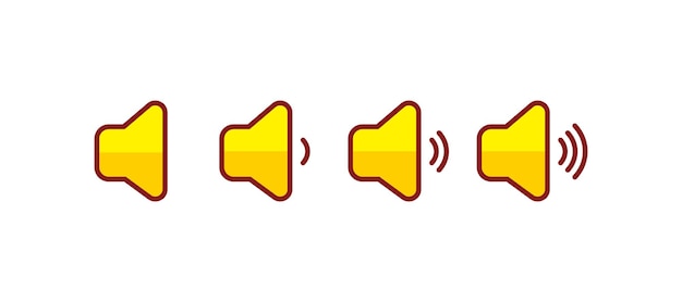 Бесплатное векторное изображение Набор значков громкости желтые значки громкости звука мультфильм искусство иллюстрации