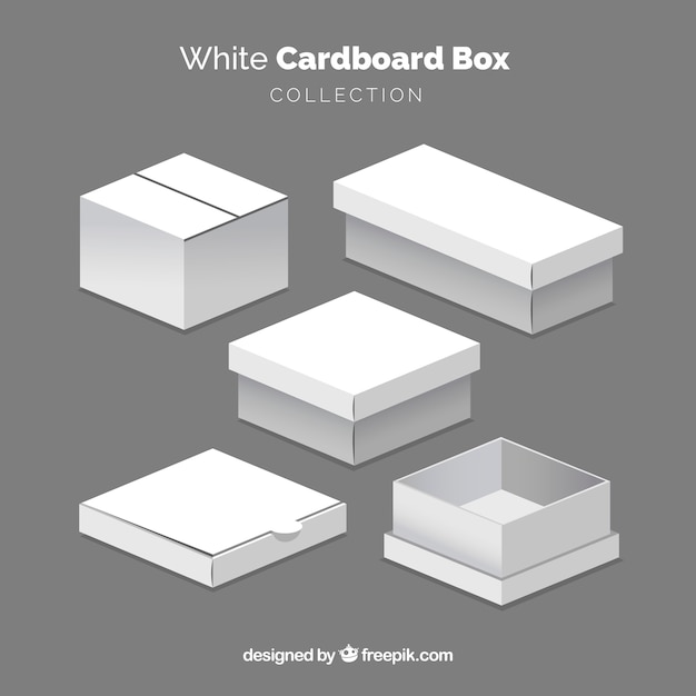 Бесплатное векторное изображение Набор белых коробок для доставки