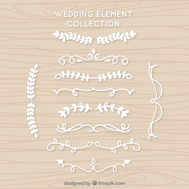 Бесплатное векторное изображение Набор белых свадебных украшений