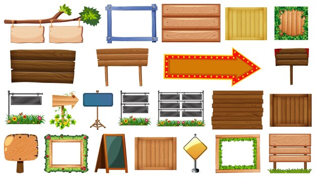 かわいい木製看板の手描き 無料のベクター
